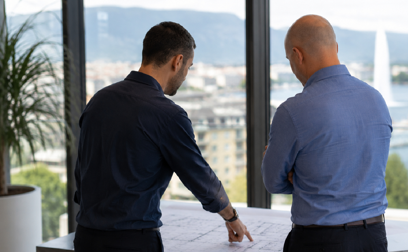 Expert immobilier Edikos en train d'expertiser un immeuble locatif.